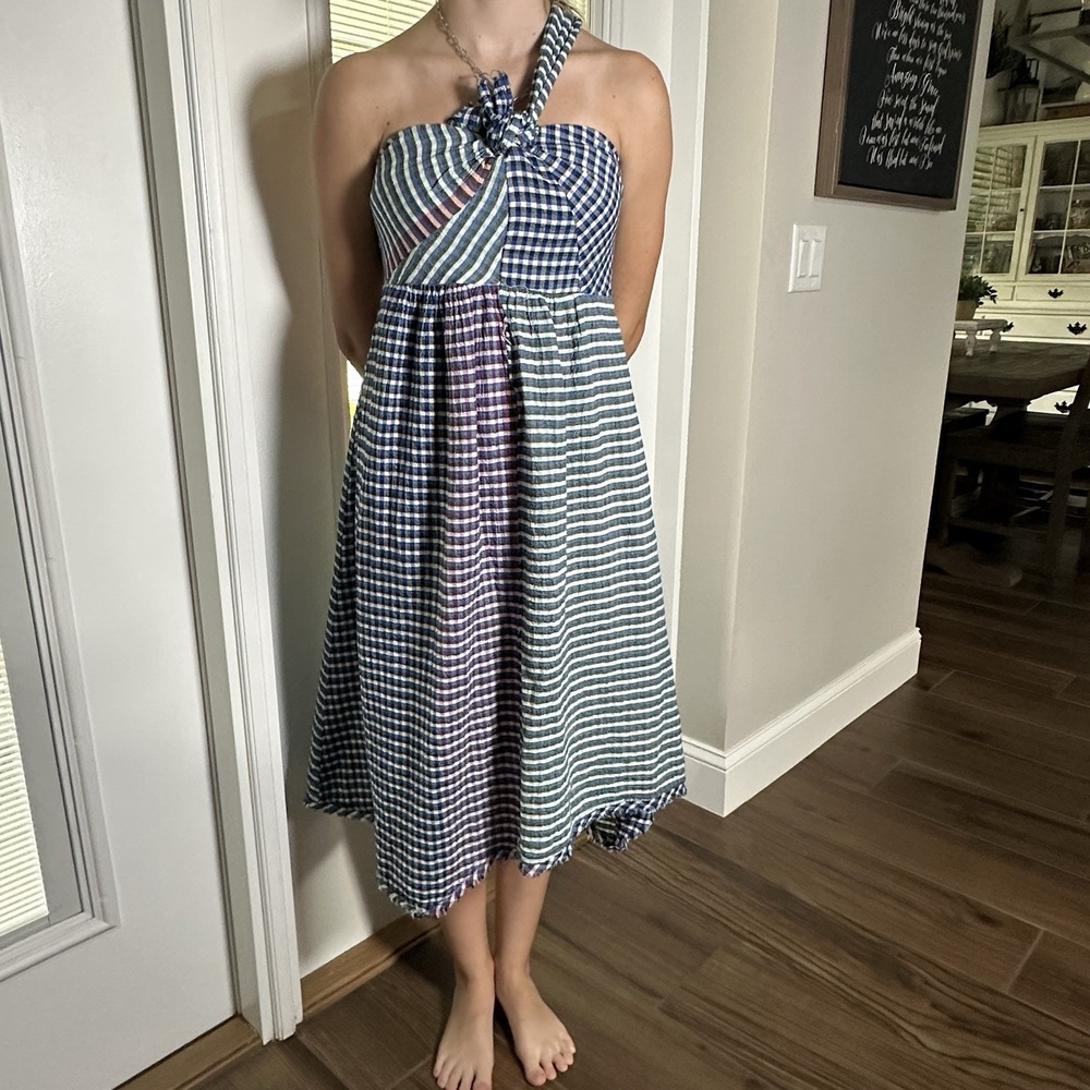 NWT‎ Maeve Anthropologie Waverly Multicolor Plaid One Shoulder Midi Dress Size 2
